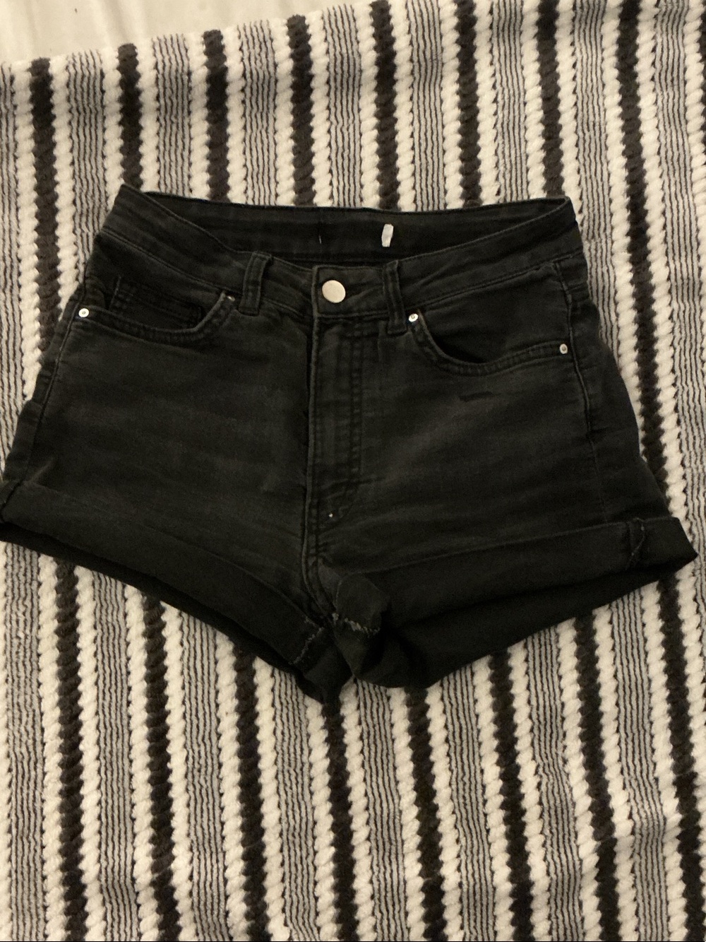 High-Rise Black Denim Women’s Shorts